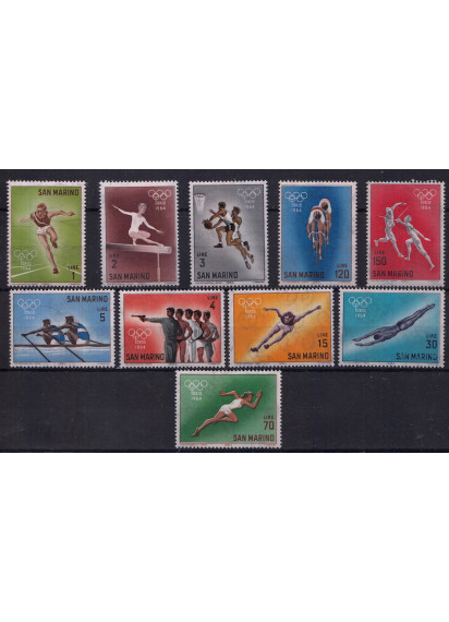 1964 San Marino Olimpiadi Tokyo 10 valori nuovi Sassone 662-71